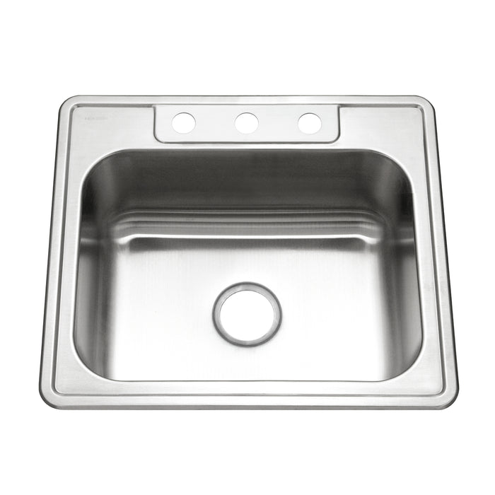 STAINLESS 3-HOLE SINK BOWL w/ CLIPS