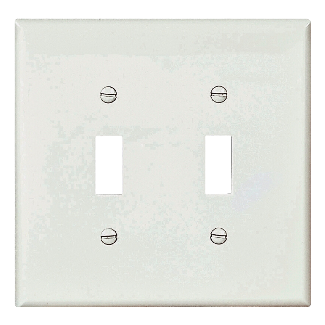 Wall Plate 2 Gang Toggle Poly White