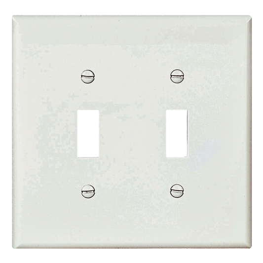 Wall Plate 2 Gang Toggle Poly White