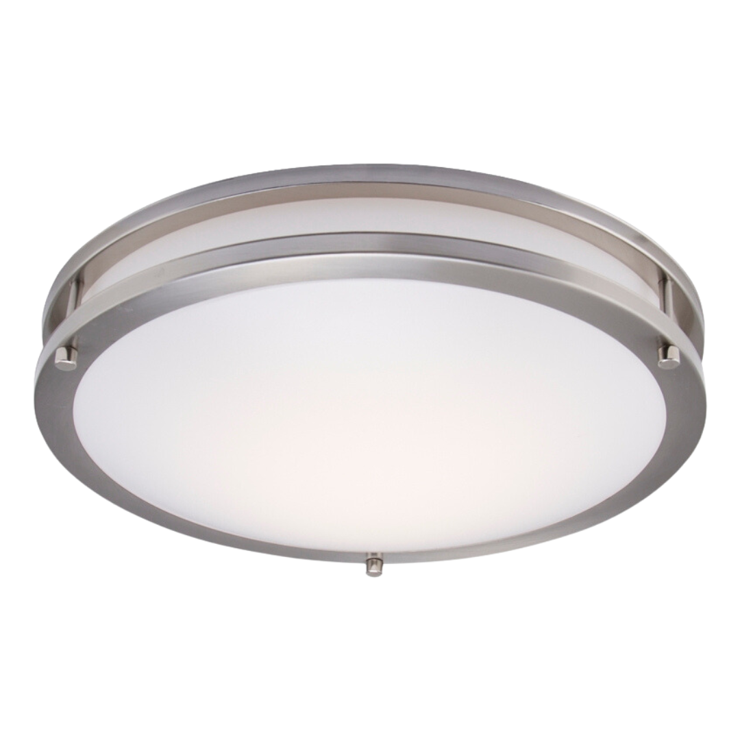 Ceiling Light Fixture Led Brushed Nickel Double Ring - Color Selection 3K/4K/5K