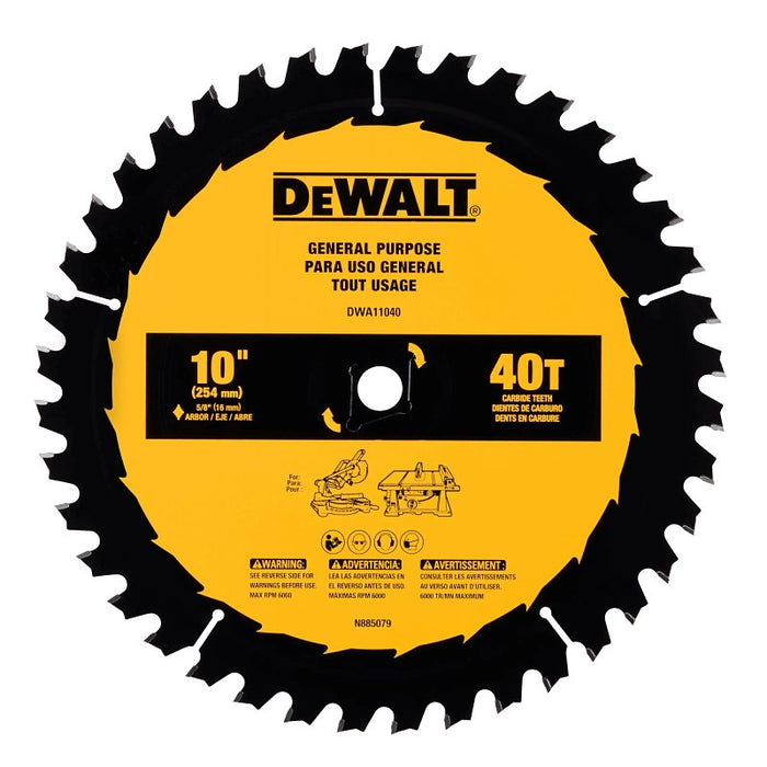 DeWalt 10" 40T Carbide Tip Circular Saw Blade