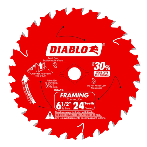 Diablo 6-1/2" Hi-Density Carbide Saw Blade - 24 Teeth