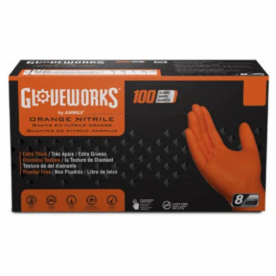 Gloveworks Extra Heavy Duty Orange Nitrile Gloves XL - 100 Pack