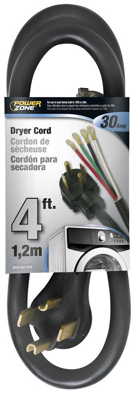 Dryer Cord Indoor 10/4X4Ft Black